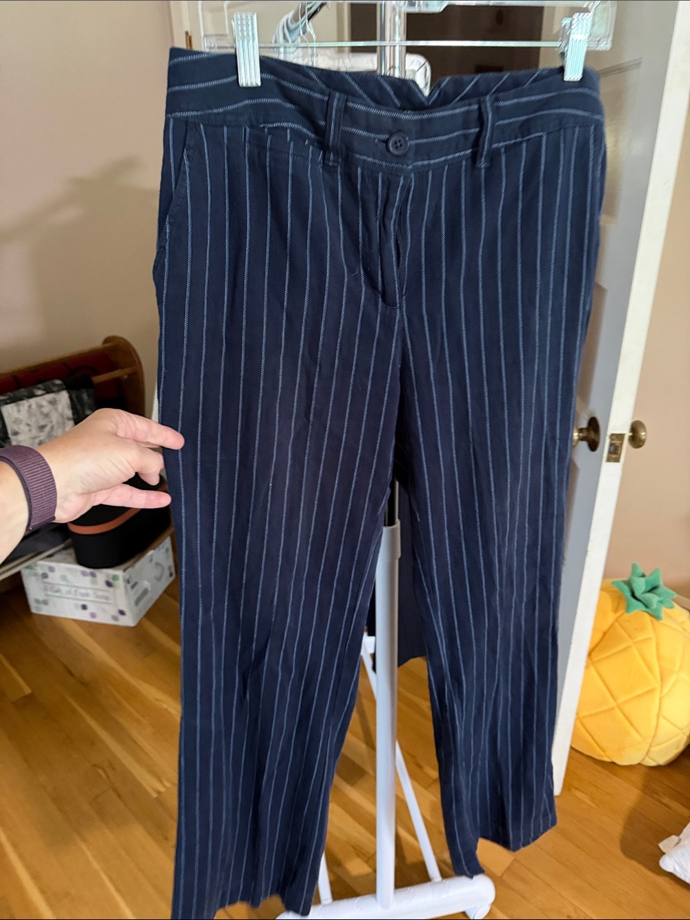 New York & Company Navy Pinstripe Trousers